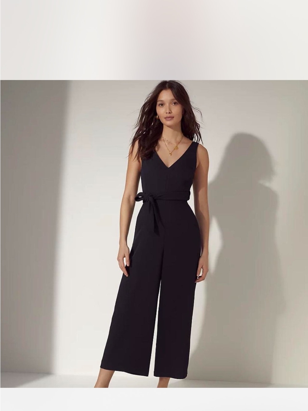 Wilfred Black V-Neck Tie-Waist Wide-Leg Jumpsuit